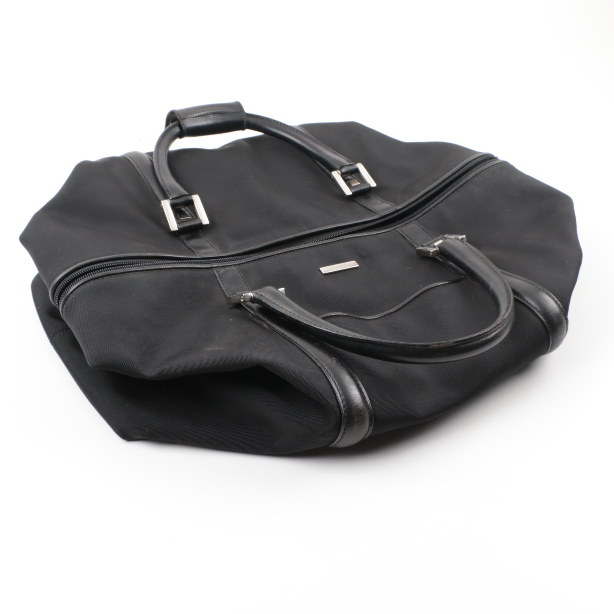 Gucci Black Canvas Duffel Bag with Leather Trim EBTH