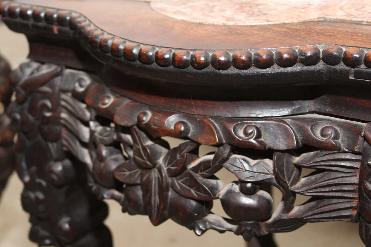 Vintage Hand Carved Asian Accent Table EBTH