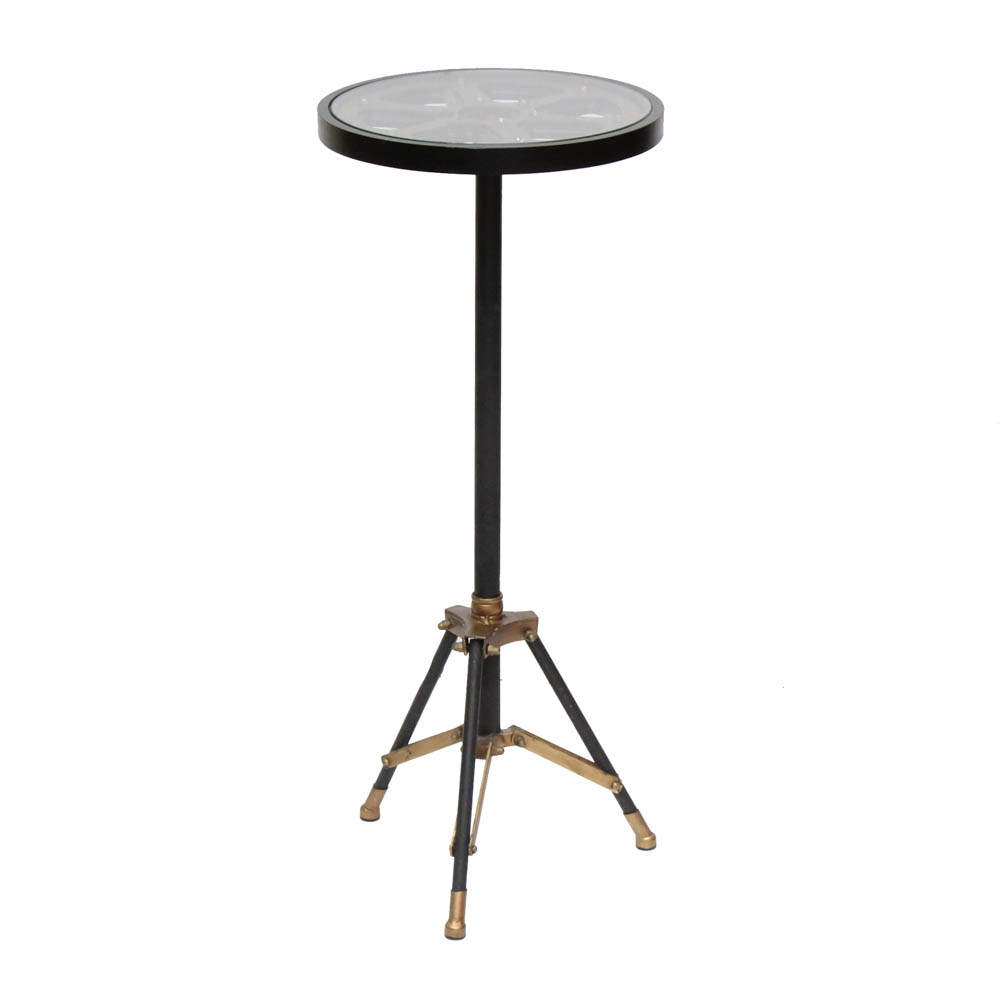 Contemporary Film Spool Accent Table Ebth