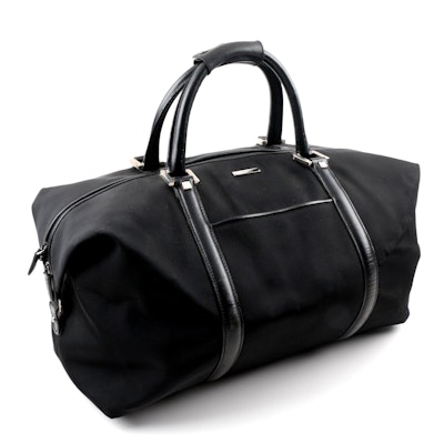 Gucci Black Canvas Duffel Bag with Leather Trim
