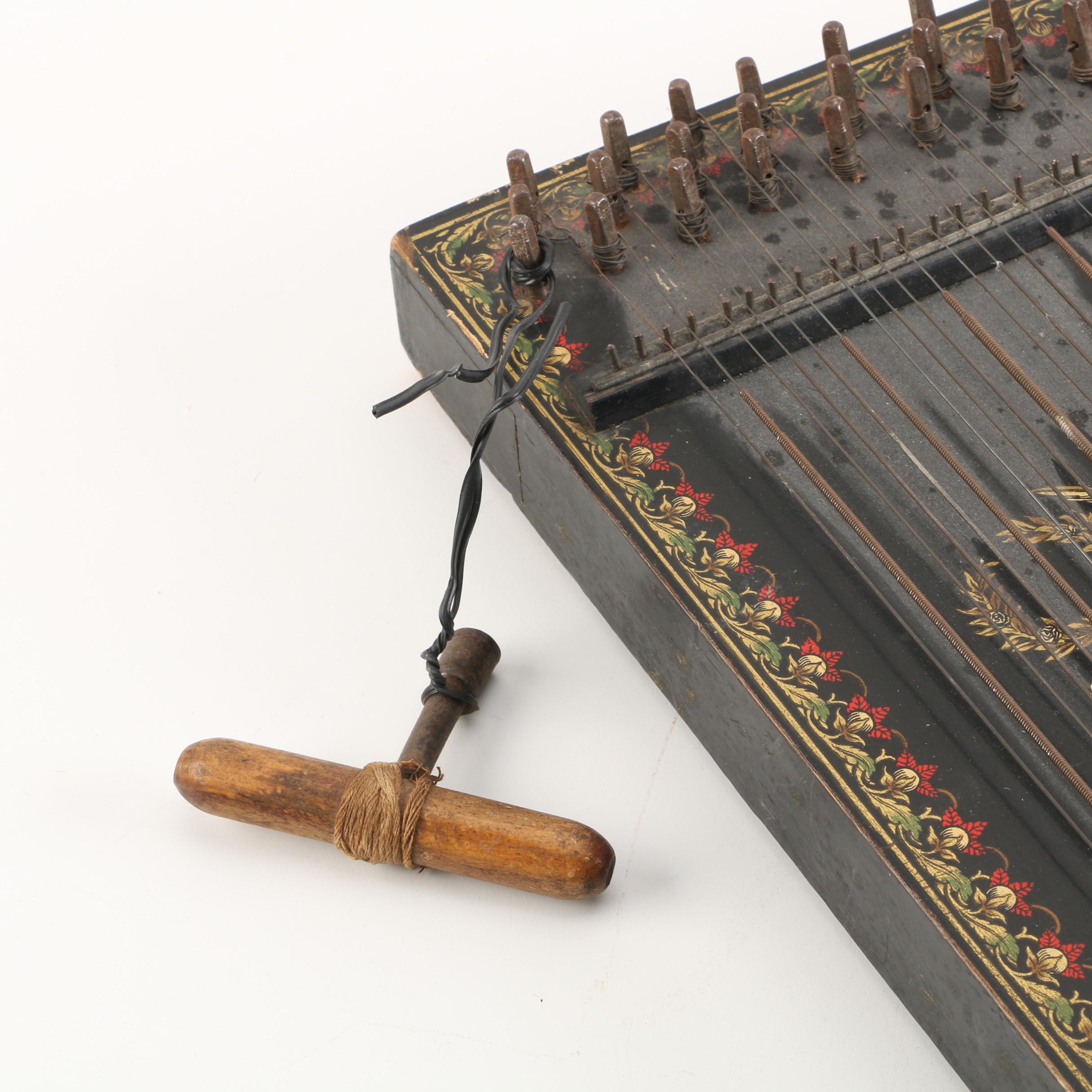 Antique AccordZither with Tuning Key EBTH