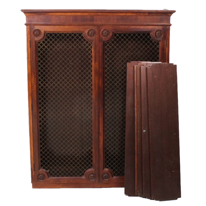 Wooden Cabinet With Wire Grille Doors Ebth