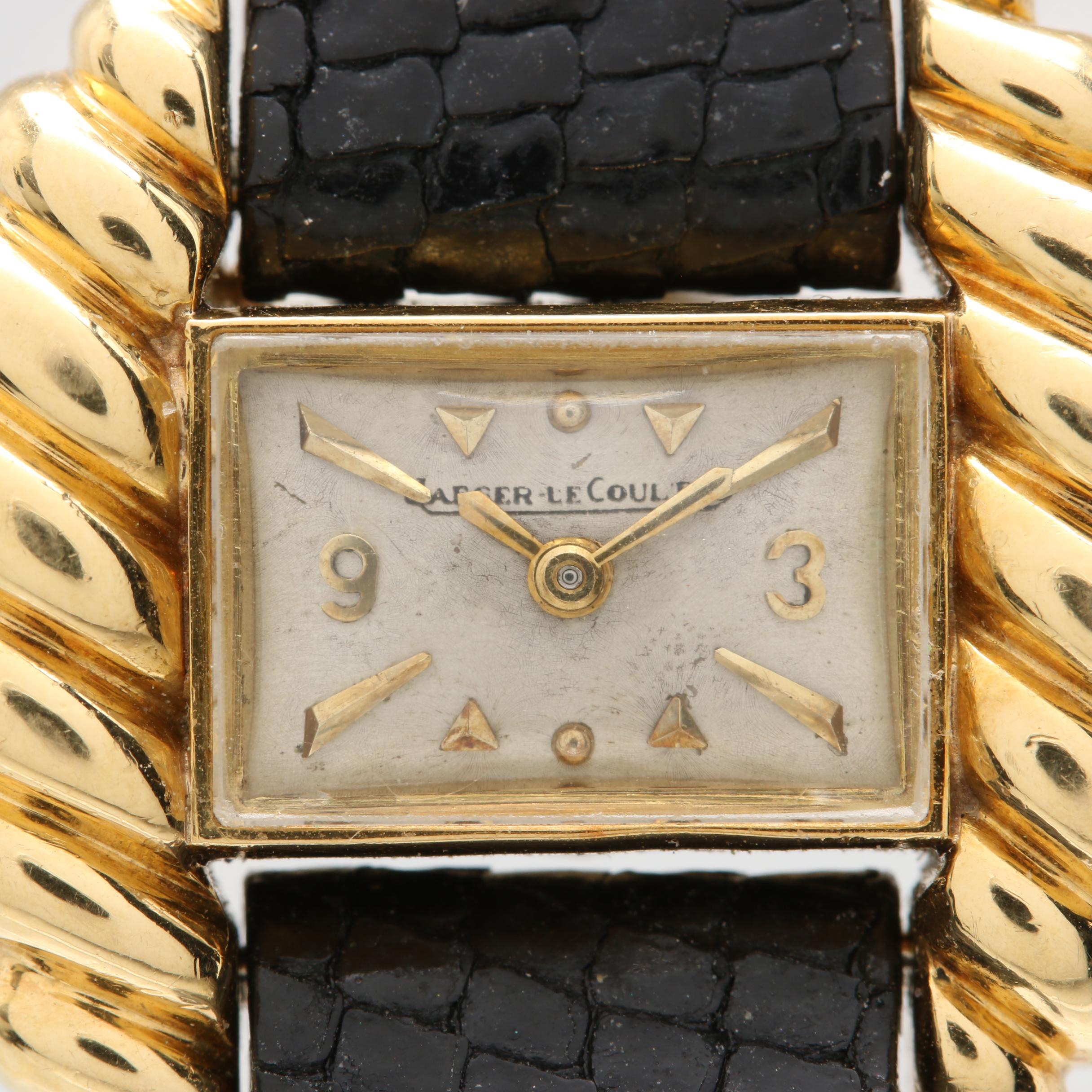 Circa 1950s Jaeger LeCoultre 18K Yellow Gold Back Winder Wristwatch EBTH