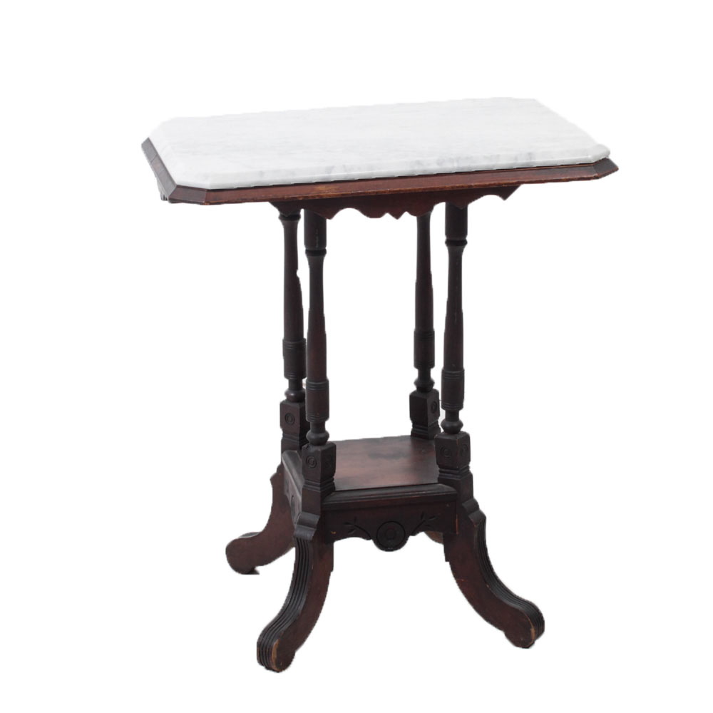 19th Century Eastlake Marble Top Side Table EBTH