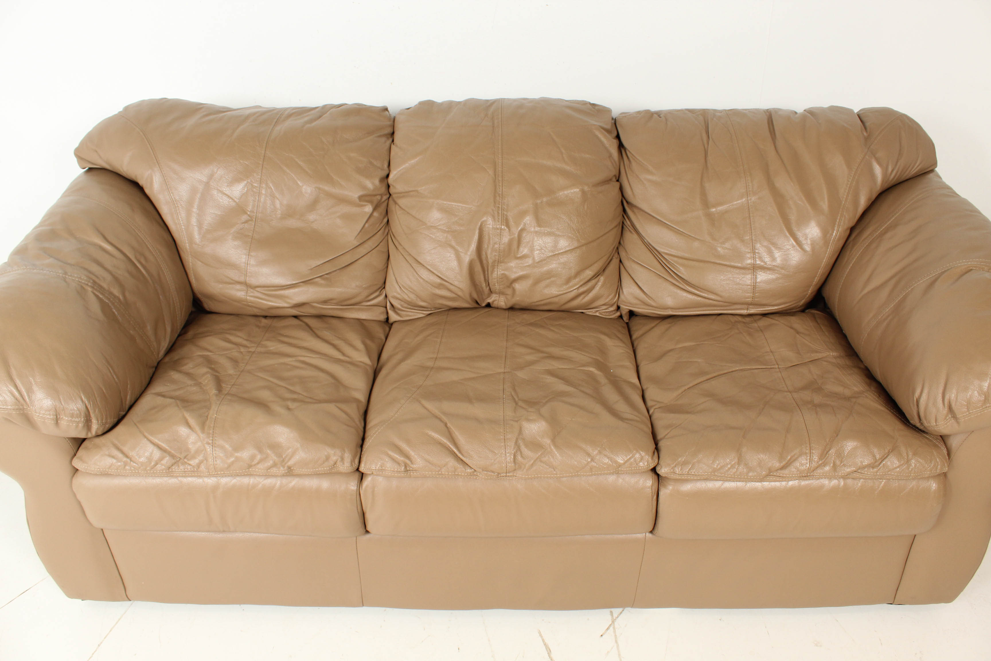 Sealy Contemporary Buff Leather Sofa EBTH