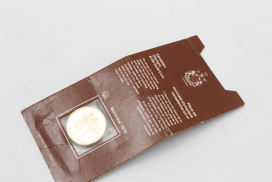 1976 Canadian Olympic 100 Gold Coin EBTH 1976-canadian-olympic-100-gold-coin-ebth