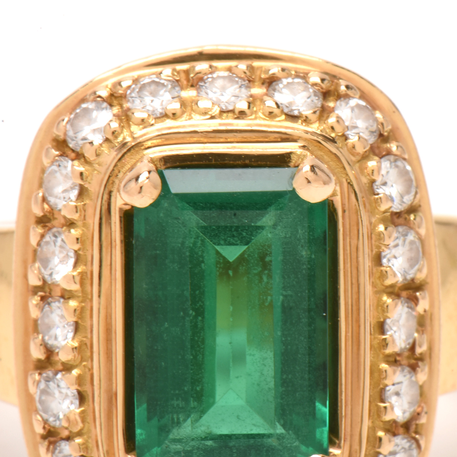 James Avery 18K Yellow Gold Synthetic Emerald and Diamond Ring EBTH