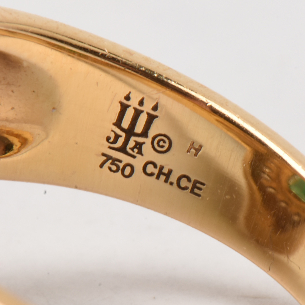 James Avery 18K Yellow Gold Synthetic Emerald and Diamond Ring EBTH