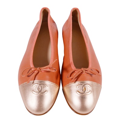 Chanel Designer Leather Flats with CC Logo