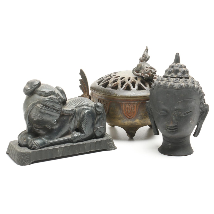 Group of Cast Metal East Asian Decor