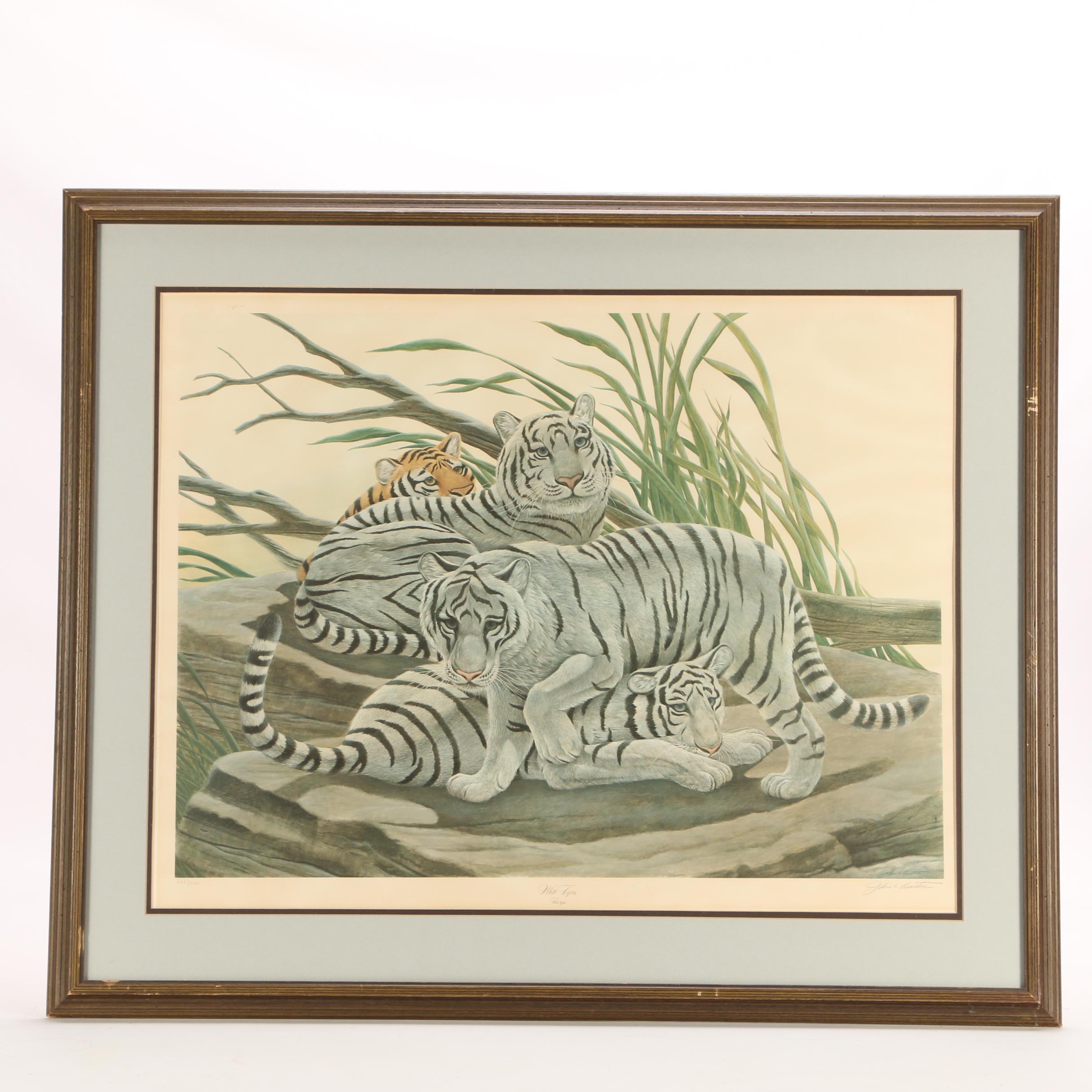 John Ruthven Signed Limited Edition Offset Lithograph "White Tigers" EBTH