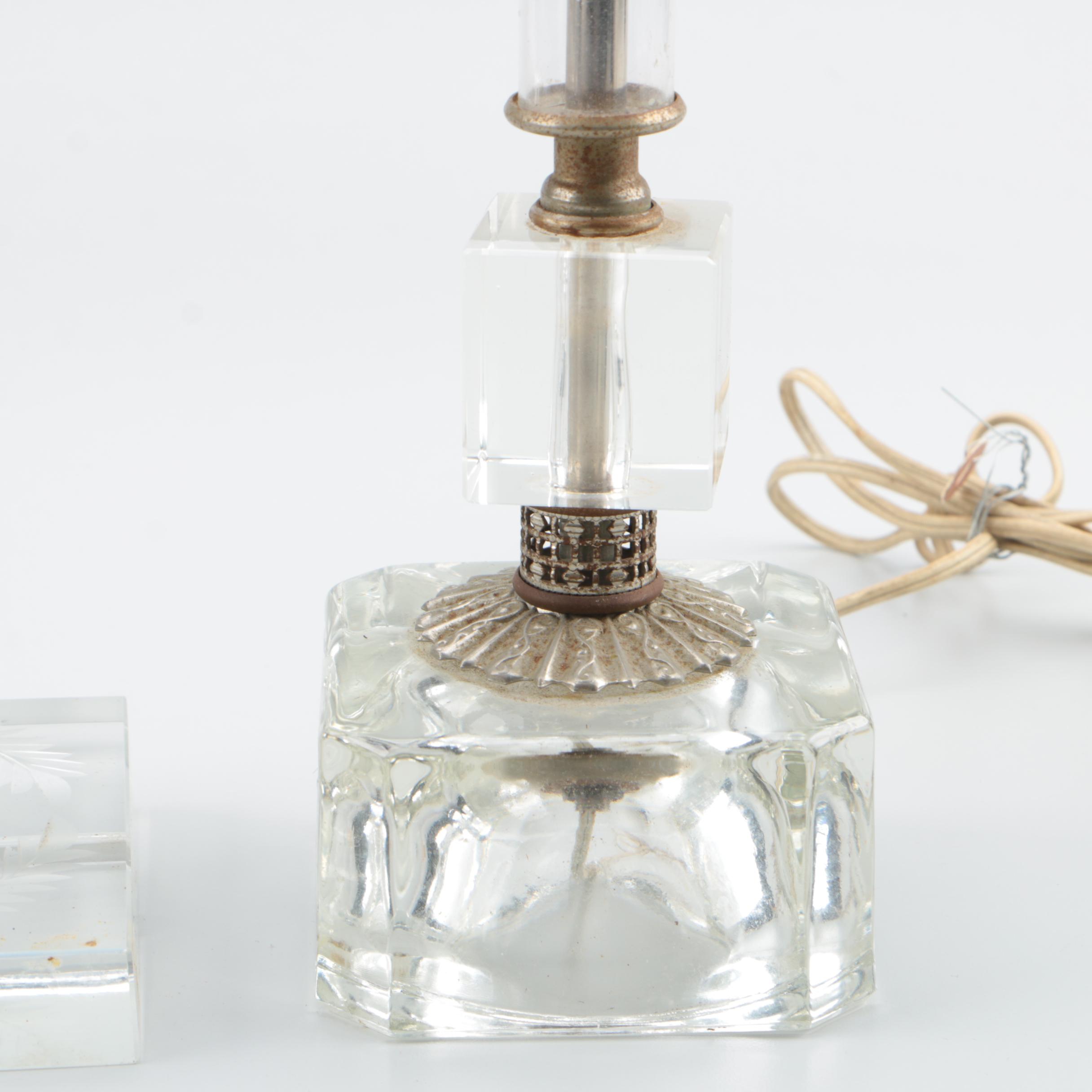 Vintage Etched Glass Table Lamps EBTH