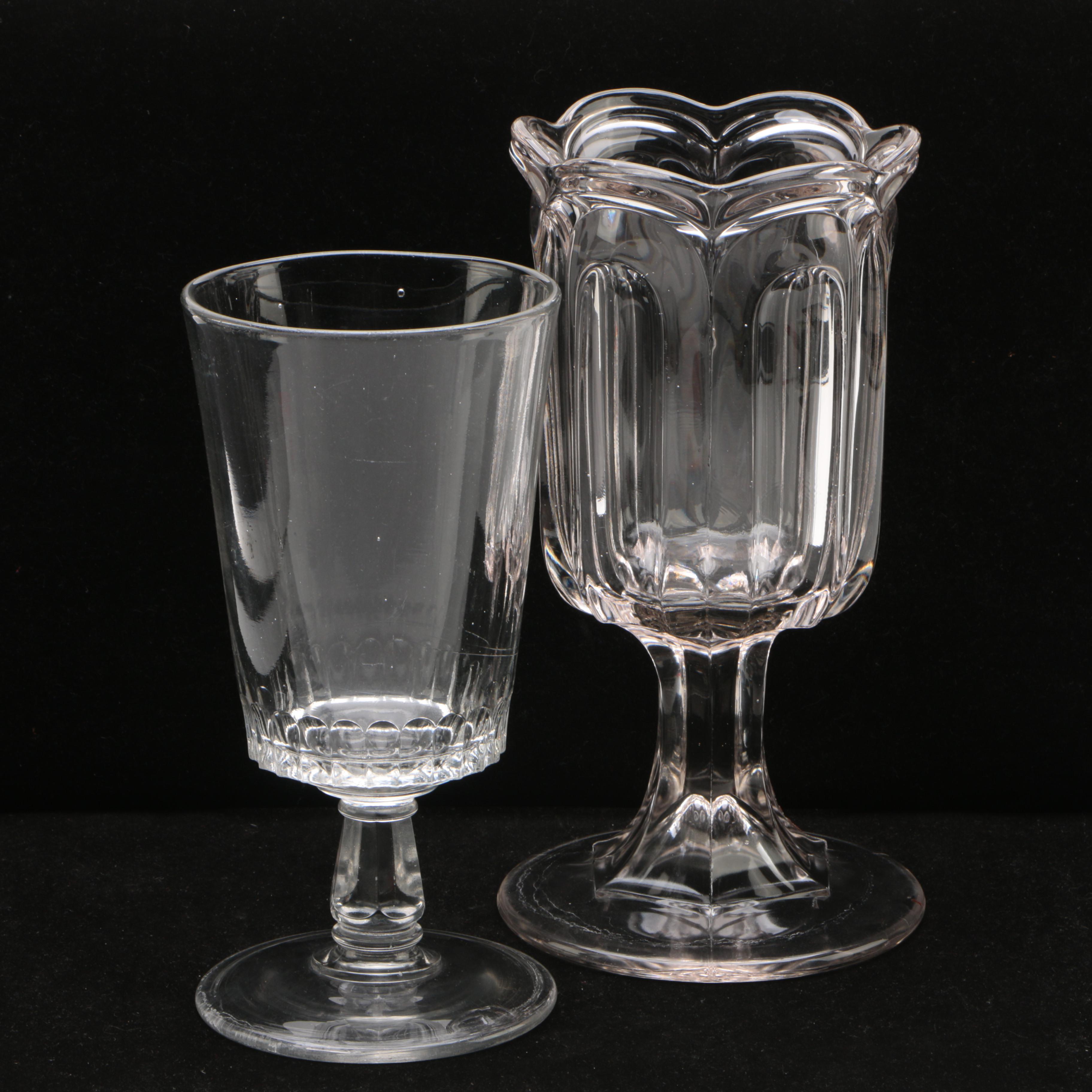 Two American Molded Glass Celery Vases 19th Century Ebth