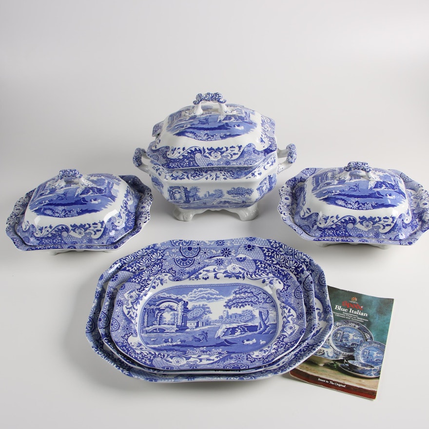 Spode Porcelain Dinnerware in the "Blue Italian" Pattern