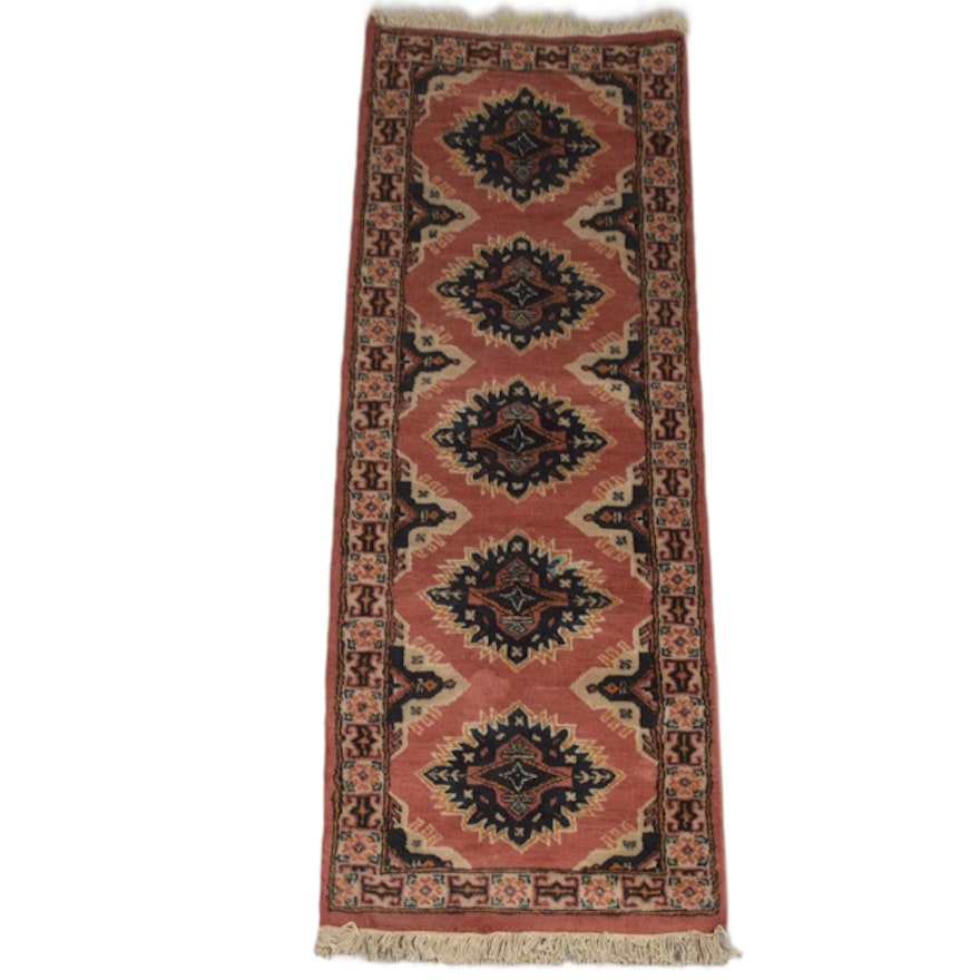 Hand-Knotted Pakistani Kazak Bokhara Wool Carpet Runner