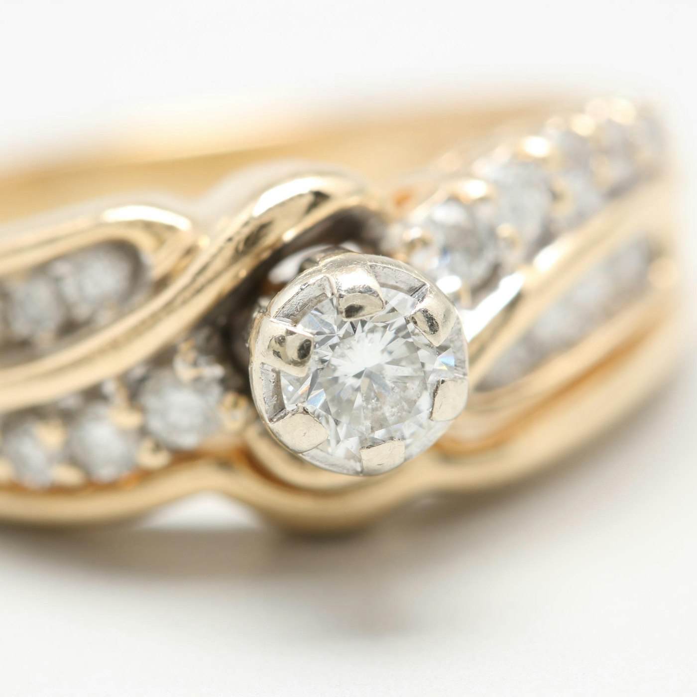 14K Yellow Gold Diamond Wedding Ring Set EBTH