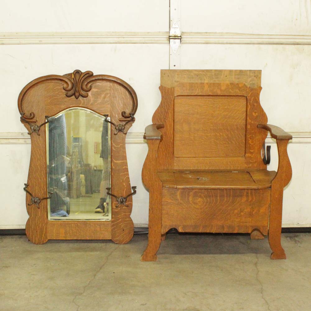 Victorian Oak Hall Tree EBTH