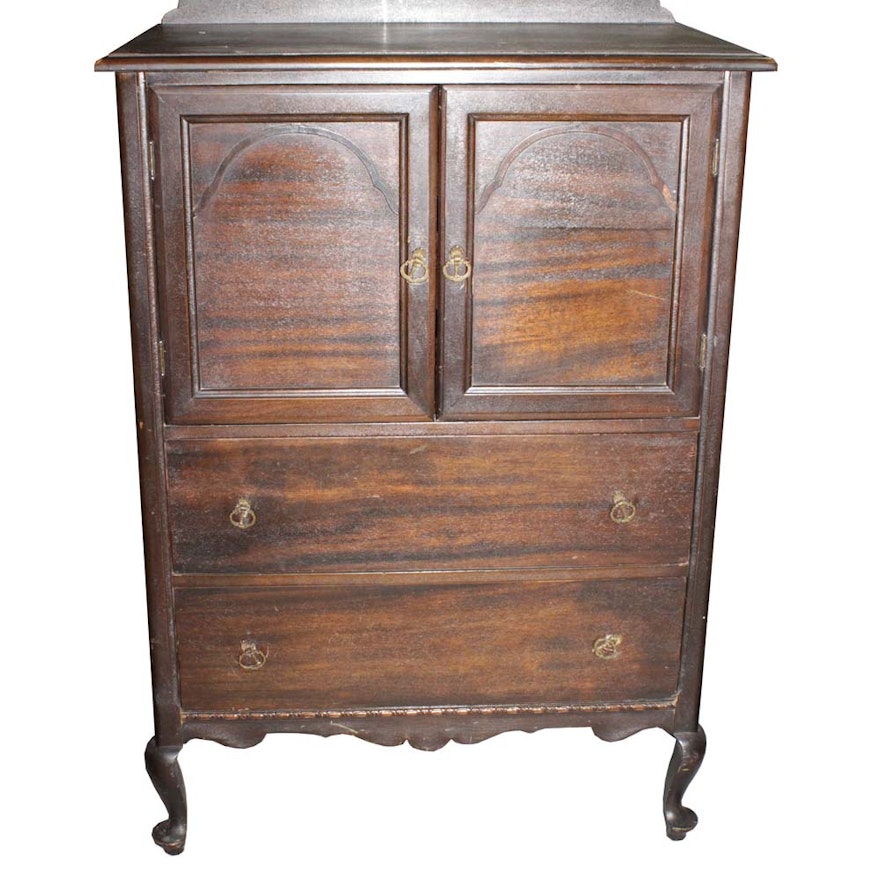 Vintage Cherry Finish Linen Cabinet Ebth