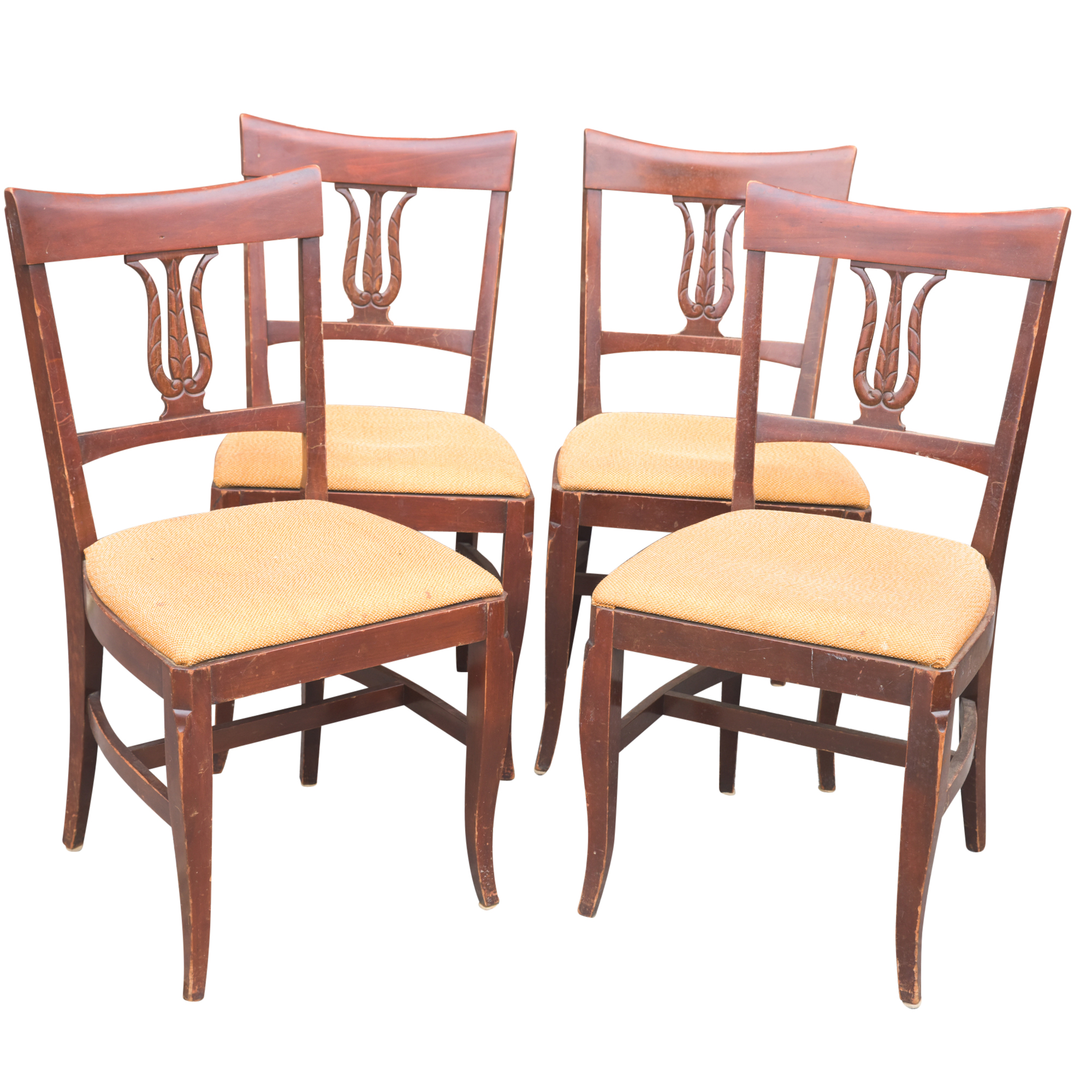 Vintage Duncan Phyfe Style Upholstered Dining Chairs by Northern