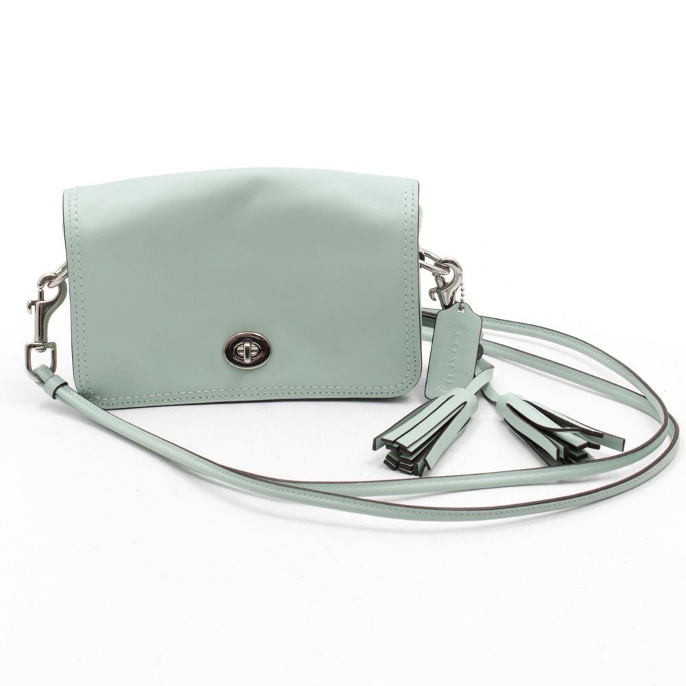 mint green coach purse