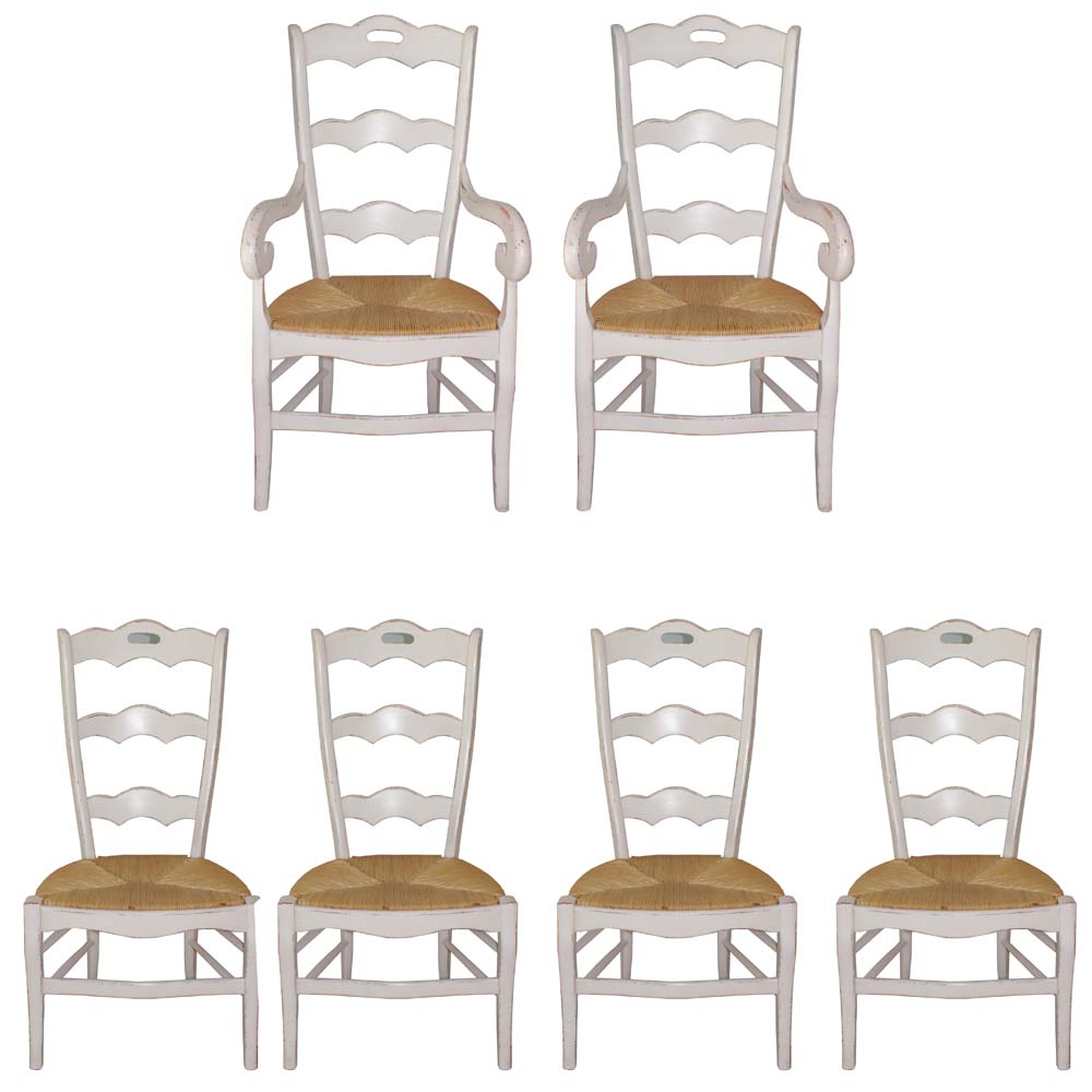 Ballard Designs Whitewashed Ladderback Dining Chairs