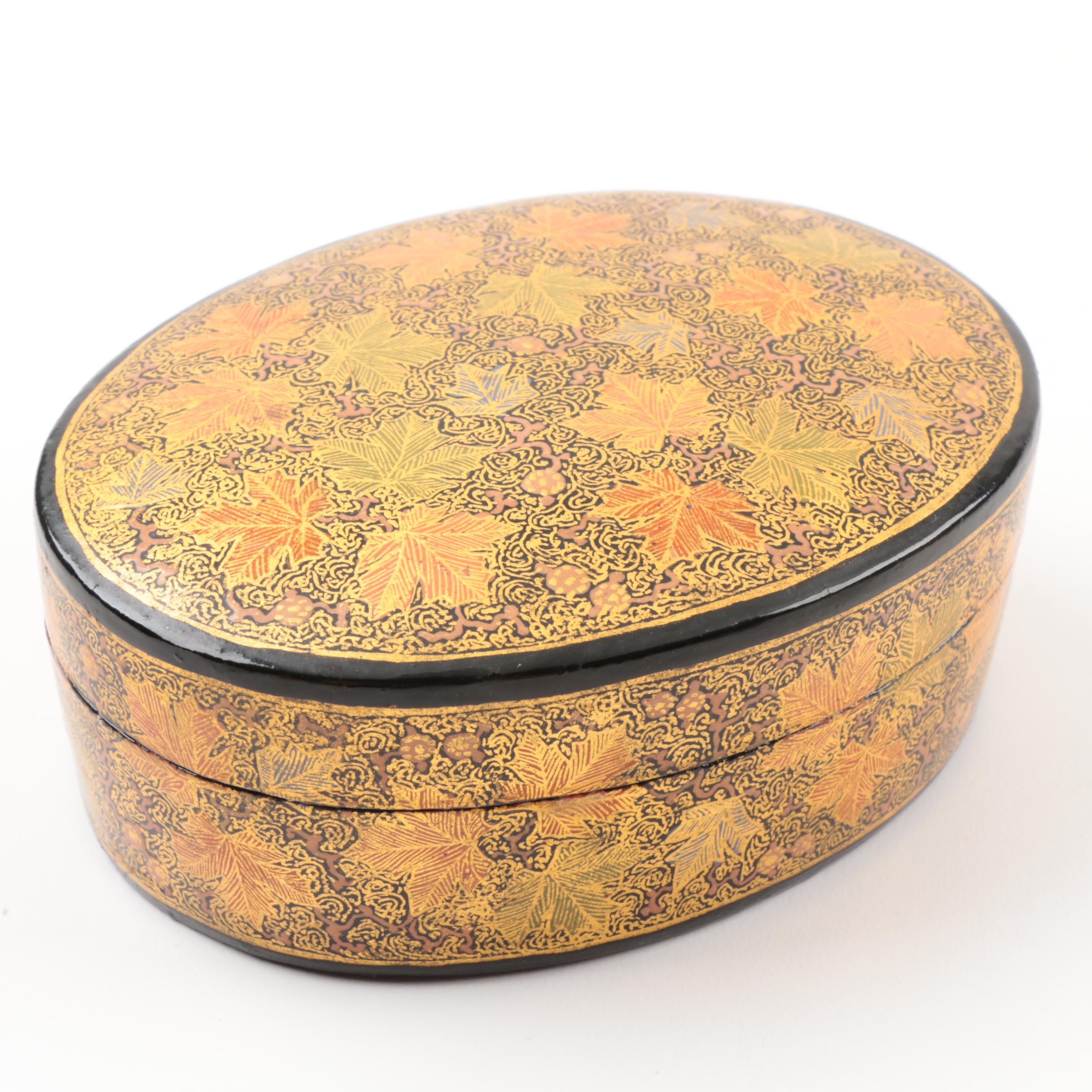 M. Qasim & Bro. Gilt and Lacquered Paper Mâché Jewelry Boxes, circa