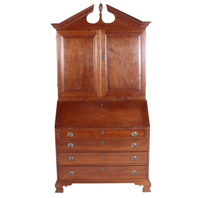 American Chippendale Cherrywood Slant-Front Cabinet, Late 18th Century