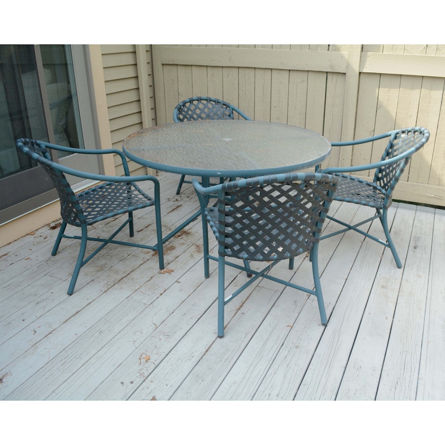 Glass Top Patio Dining Table With Chairs By Brown Jordan