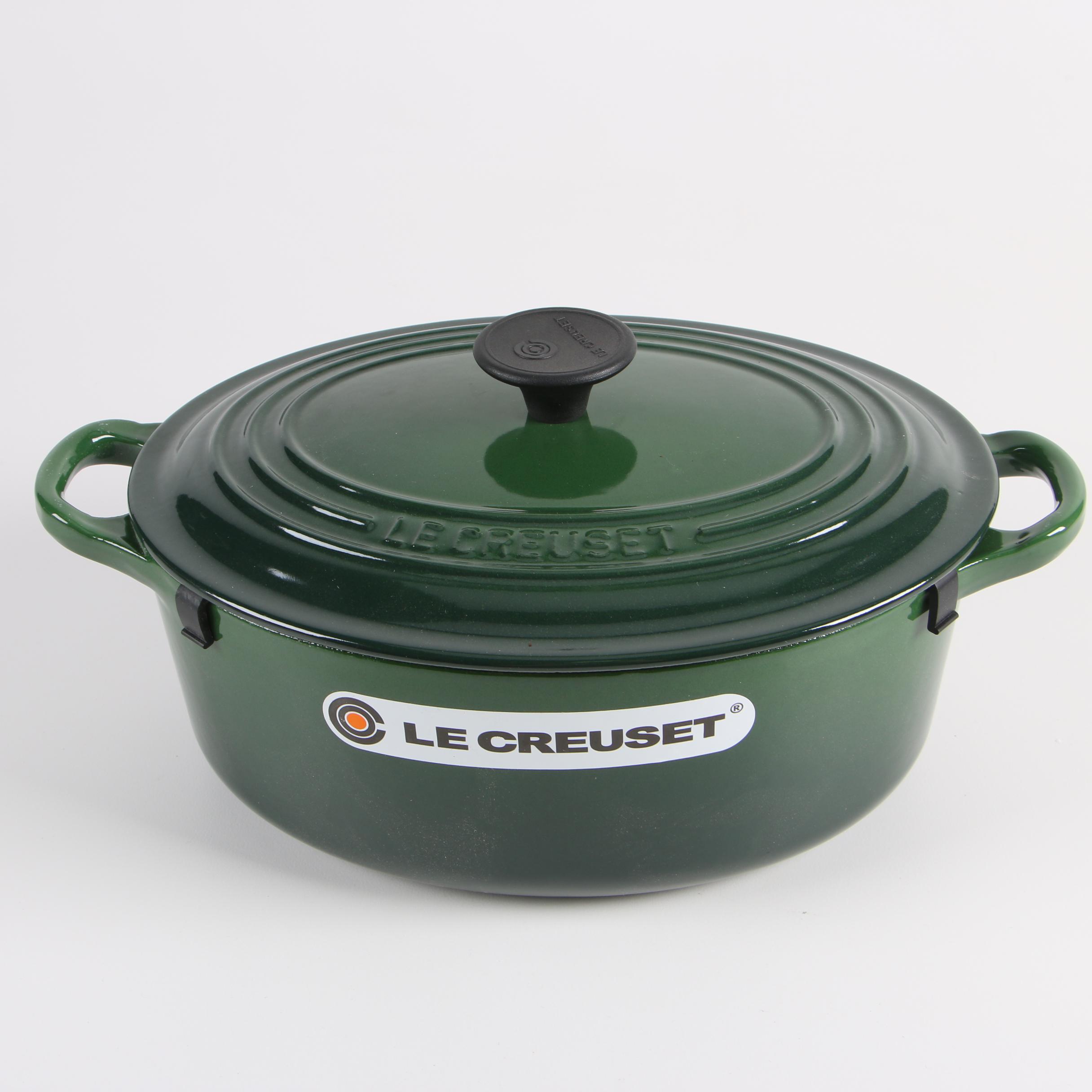 Le Creuset Dark Green Enameled Cast Iron Casserole Dish EBTH