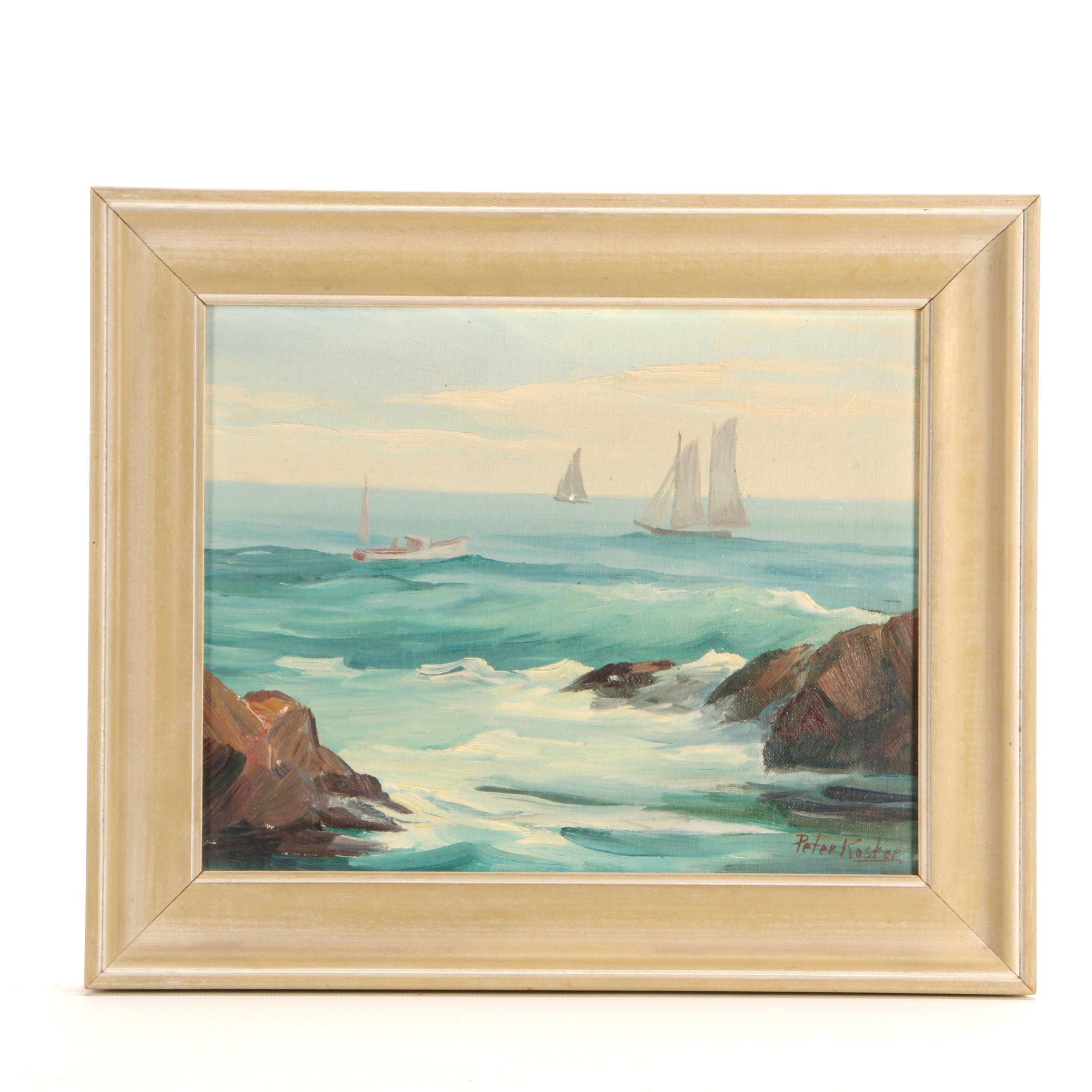 Peter Koster Oil Seascape Painting "Summer at Bass Rocks" EBTH