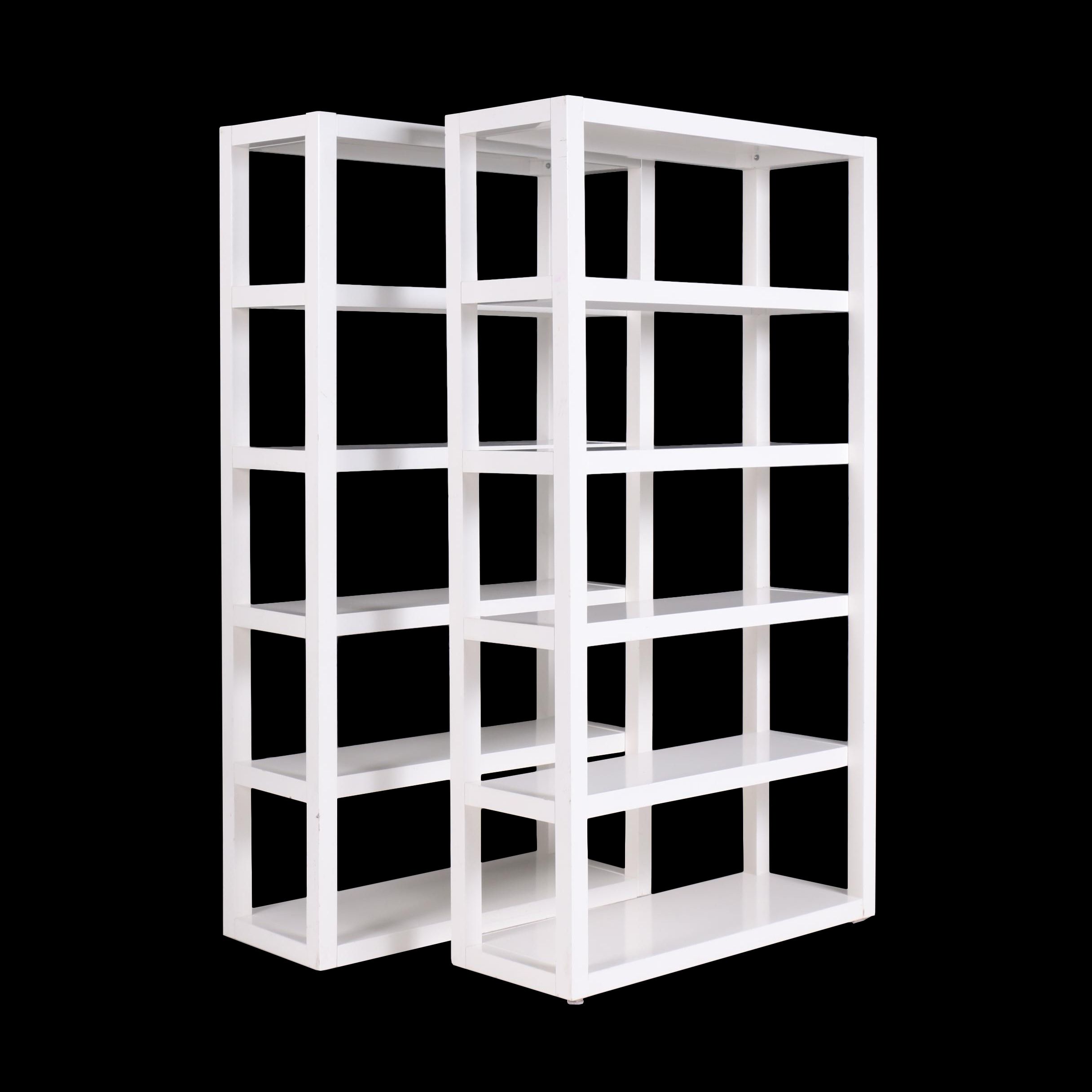 Pair of West Elm WhiteLacquered "Parsons Tower" Étagère Bookcases EBTH