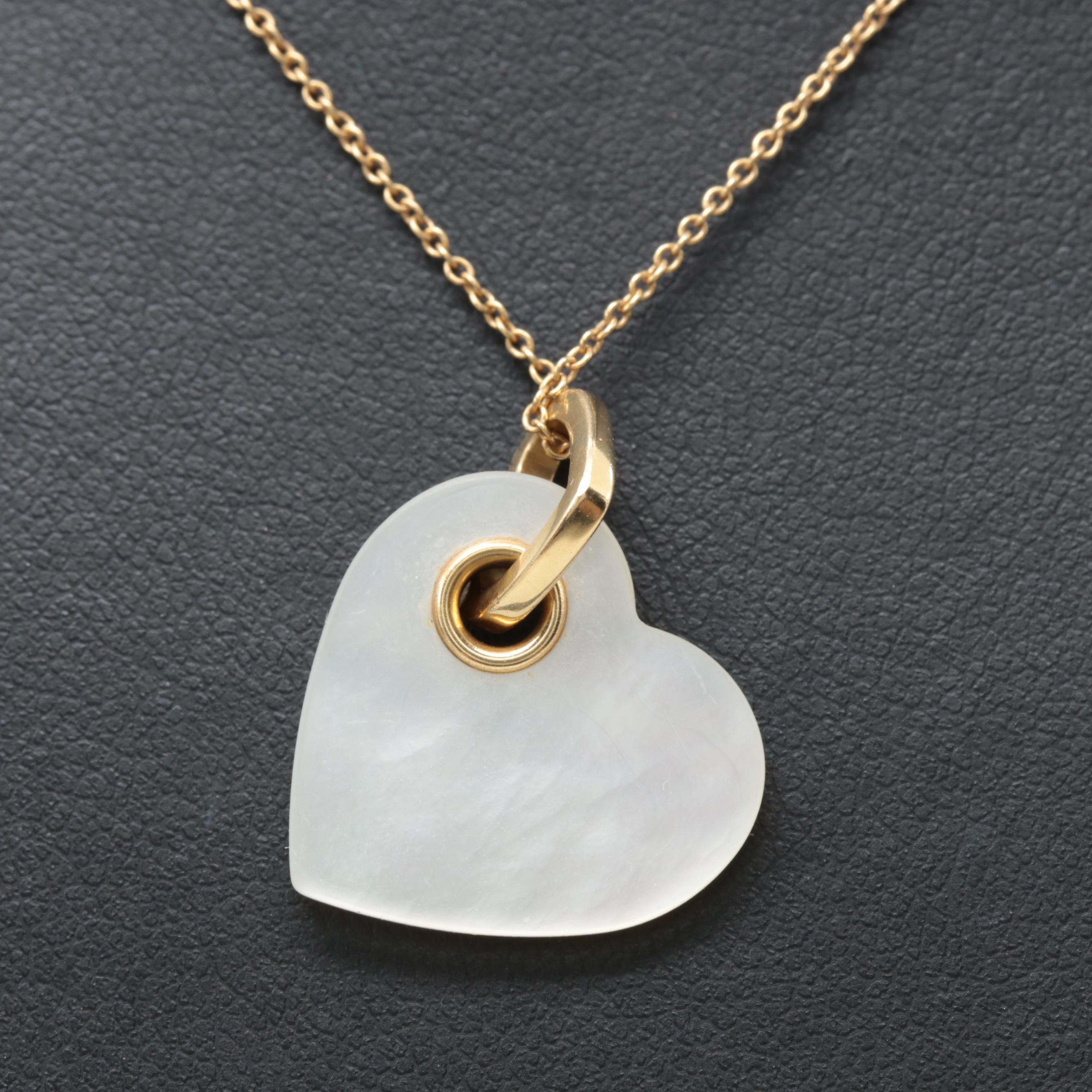 Tiffany & Co. 18K Yellow Gold Mother of Pearl Heart Necklace EBTH