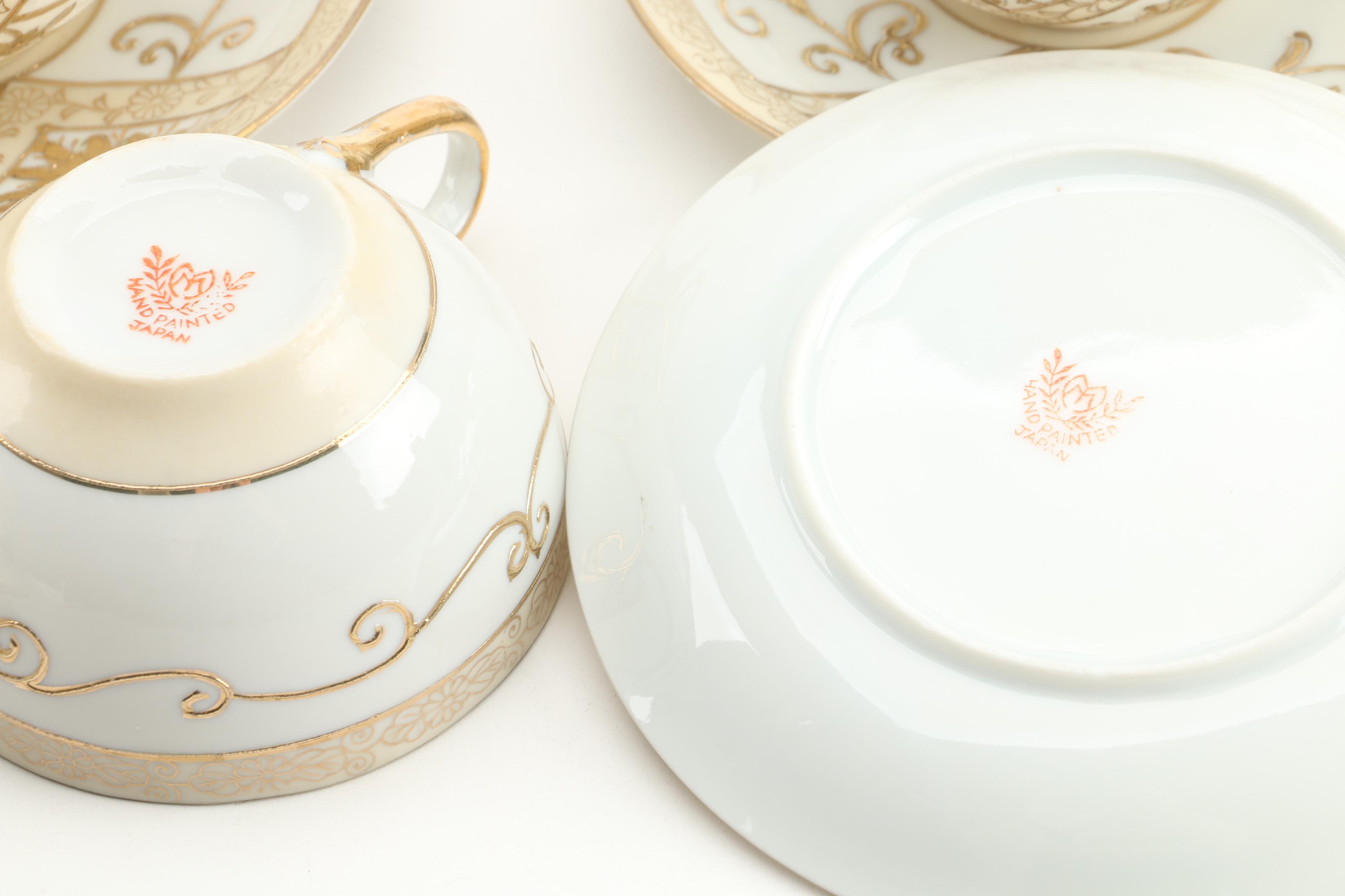 Moriyama Morimachi Japanese HandPainted Gilt Porcelain Tea Set EBTH