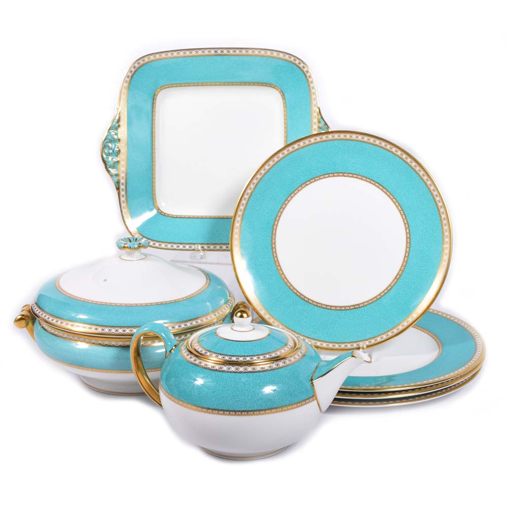 Wedgwood Powder Turquoise "Ulander" Bone China Serving Pieces EBTH