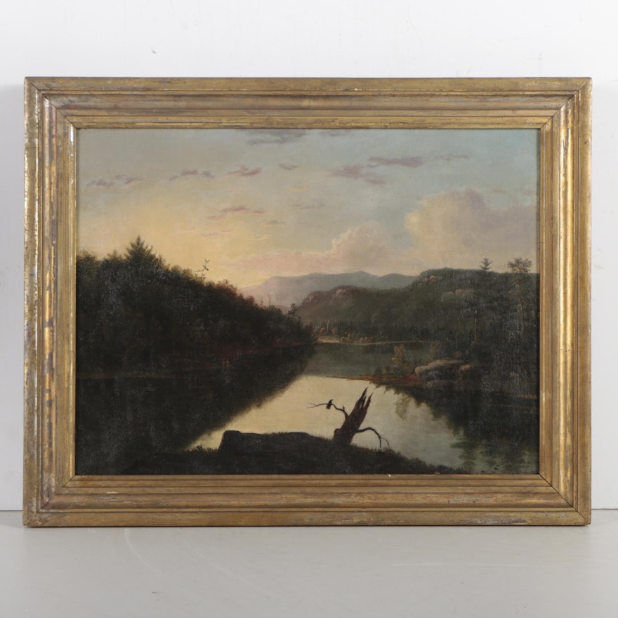 Attributed to William G. Boardman Oil Painting "Green's Lake Catskill Mountain"