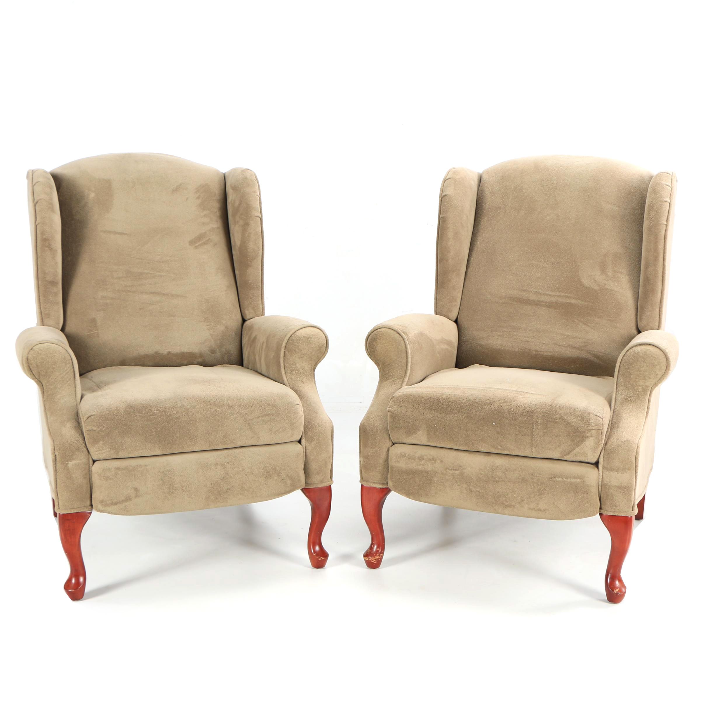 Queen Anne Style Upholstered Wingback Recliners by Lane Furniture EBTH