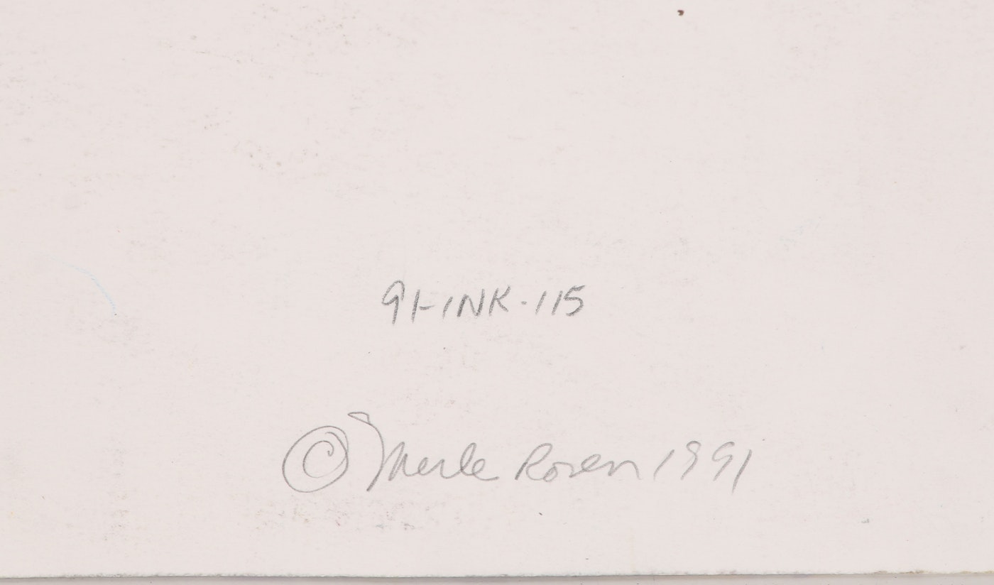 Merle Rosen Ink Painting with Colored Pencil | EBTH