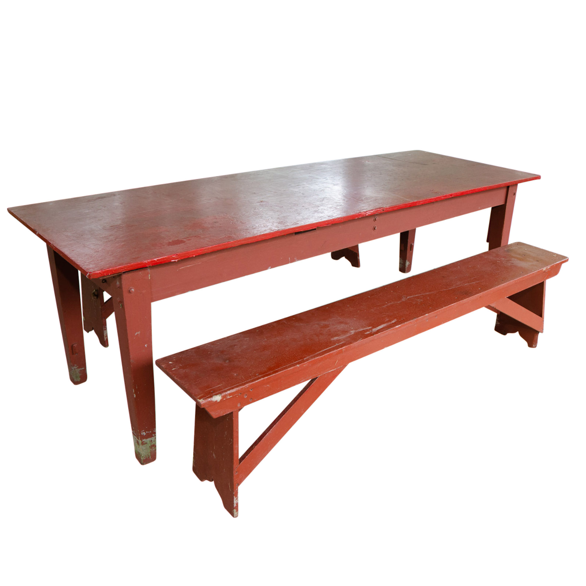 Vintage Oak Picnic Table And Benches Ebth