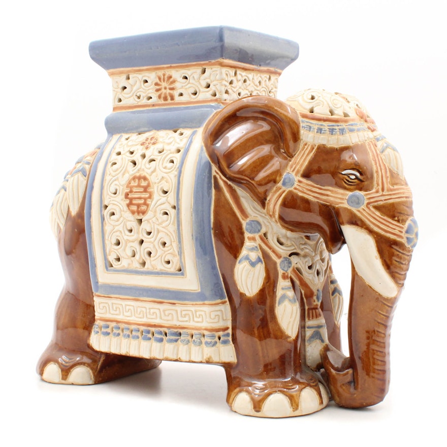 Ceramic Elephant Decorative Garden Stool