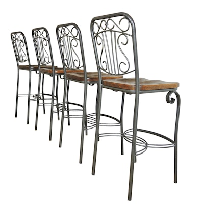 Oak and Metal Kitchen Stools Oak and Metal Kitchen Stools