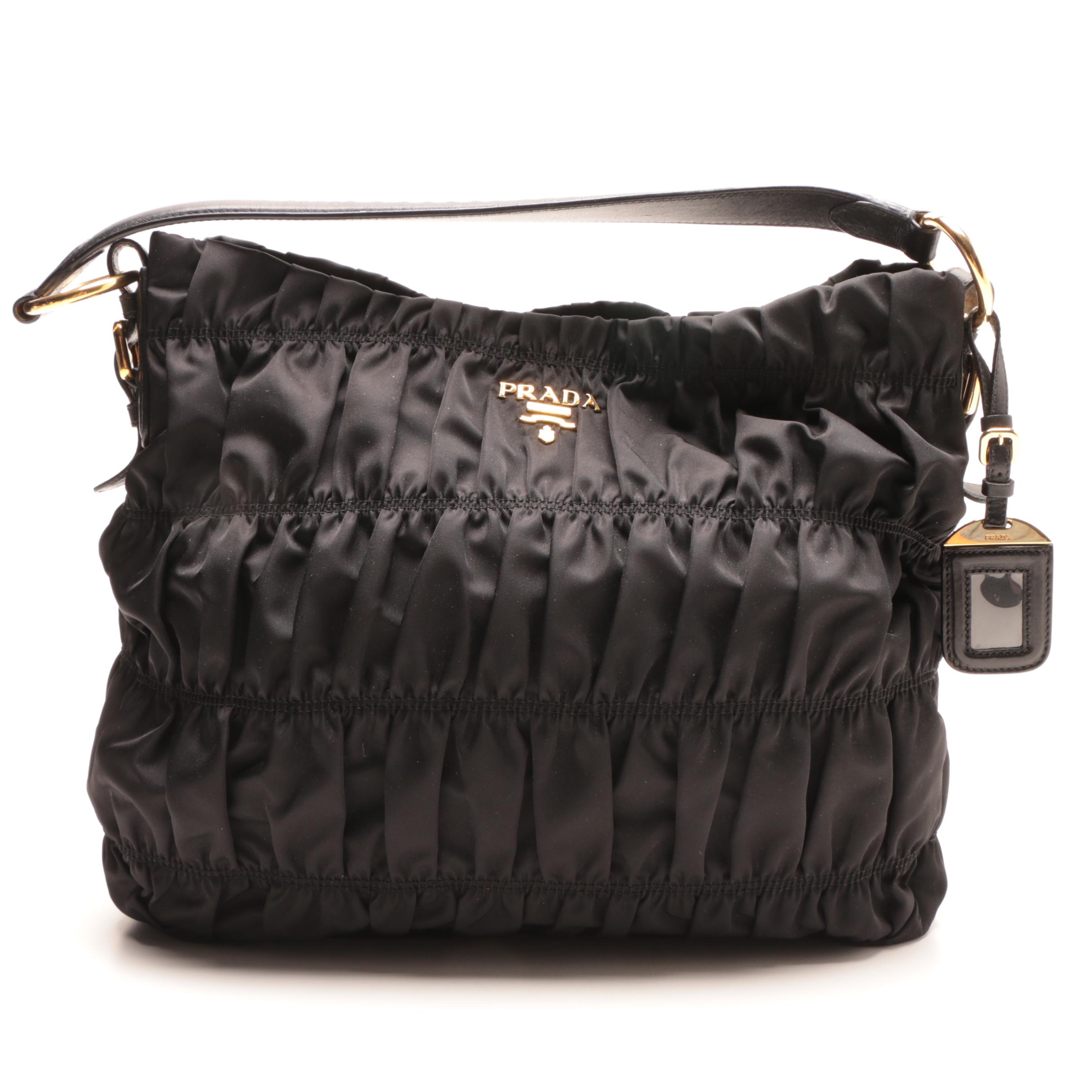 prada ruched nylon bag