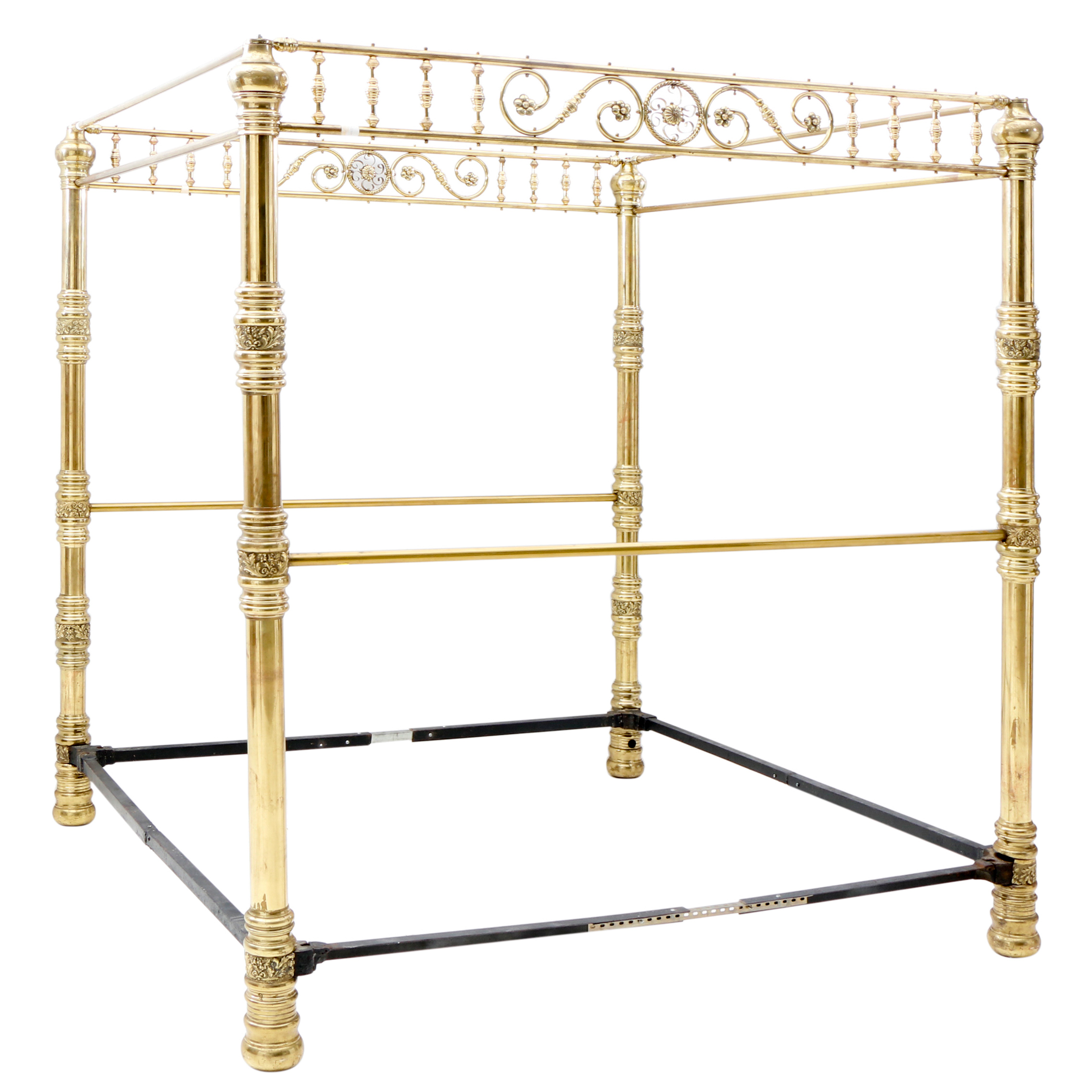 Victorian Brass Canopy Bed Frame Extended to King Size ...
