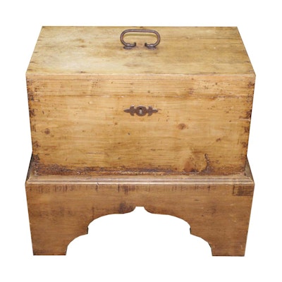 Antique English Pine Chest On Stand Antique English Pine Chest On Stand