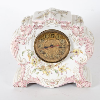 Vintage Electric Porcelain Mantel Clock Vintage Electric Porcelain Mantel Clock
