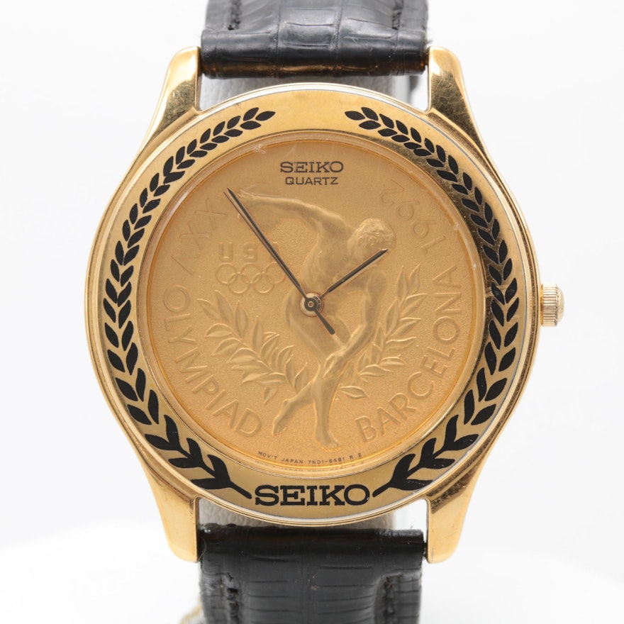 Seiko Gold Tone 1992 Olympics Commemorative Wristwatch | EBTH