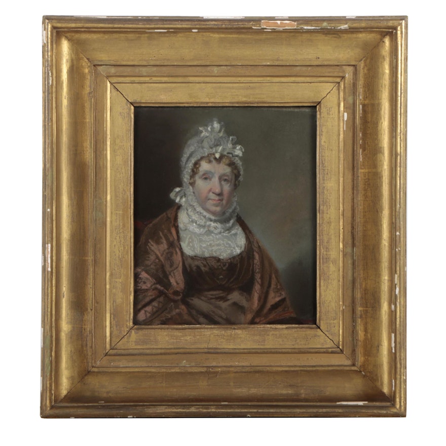 John Rubens Smith 1810 Pastel Portrait of Mrs. Woodcock
