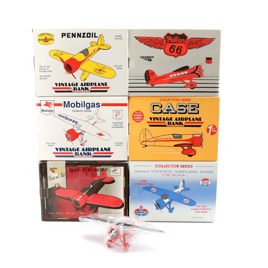 Die-Cast Airplane Coin Banks including Pennzoil