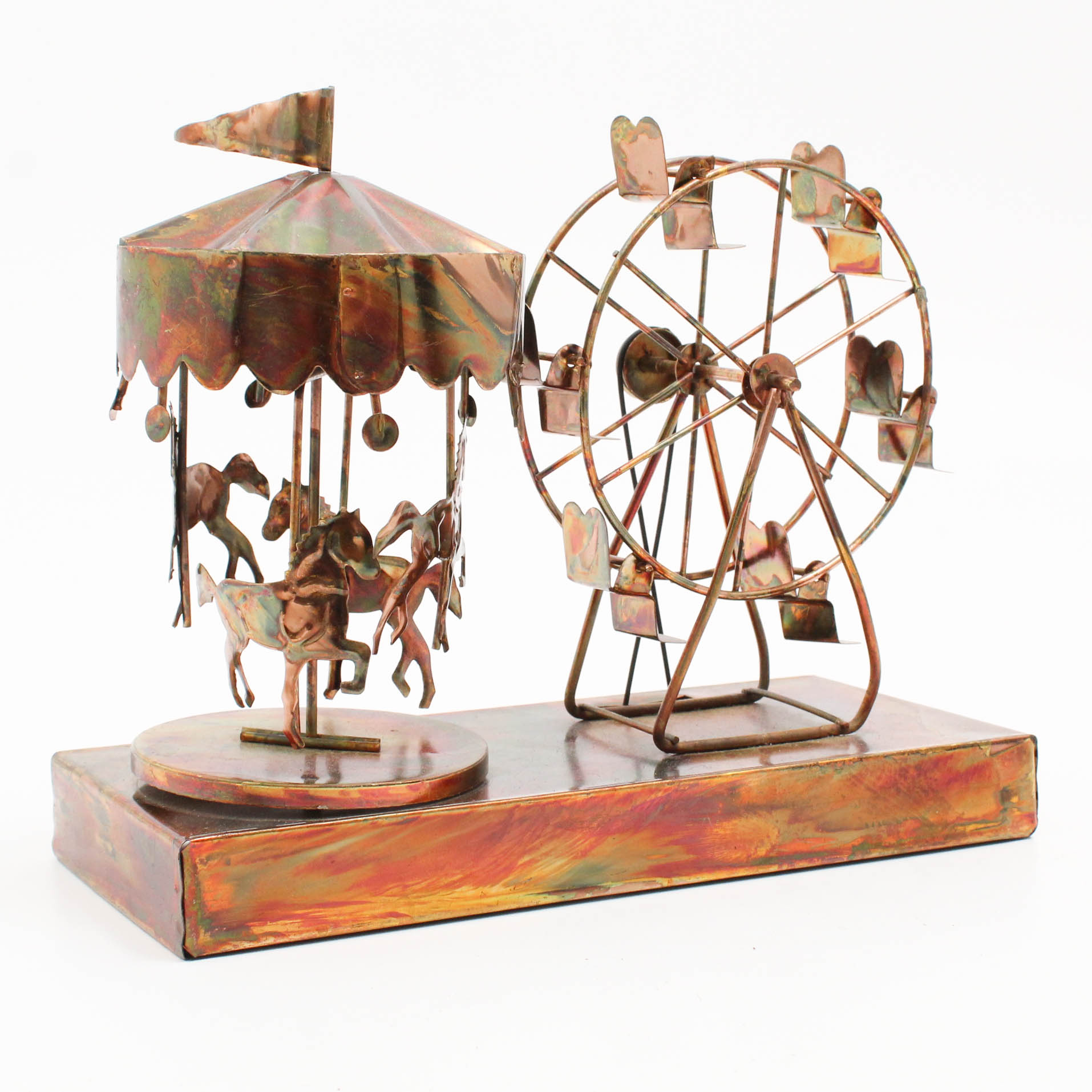 Berkeley Designs Copper Carousel and Ferris Wheel Music Box EBTH