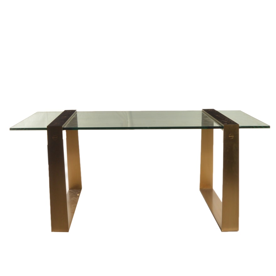 Restoration Hardware Modern Style Gl Top Table Ebth Restoration Hardware Modern Style Gl Top Table