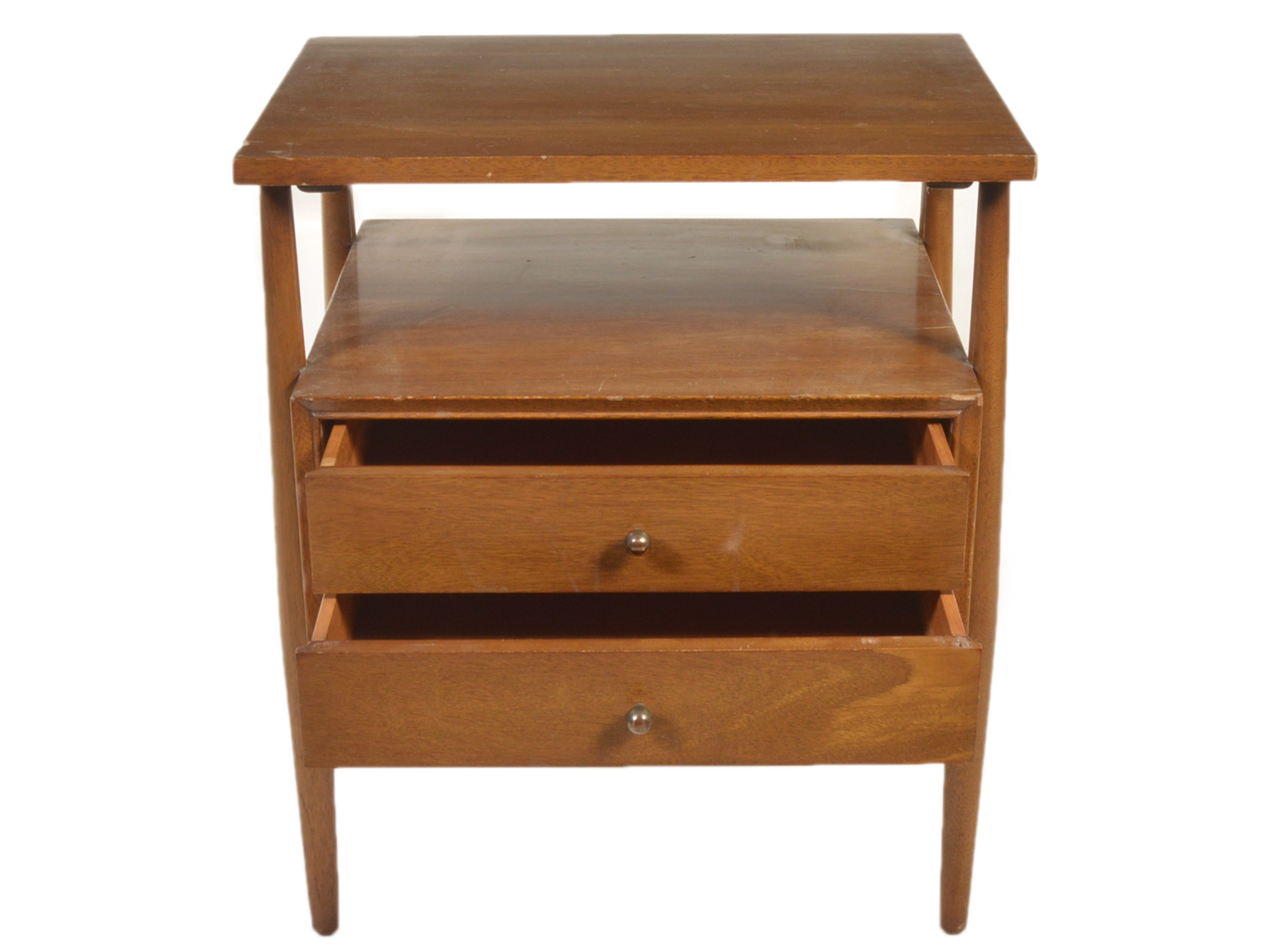 Mid Century Modern Walnut TwoDrawer Nightstand EBTH